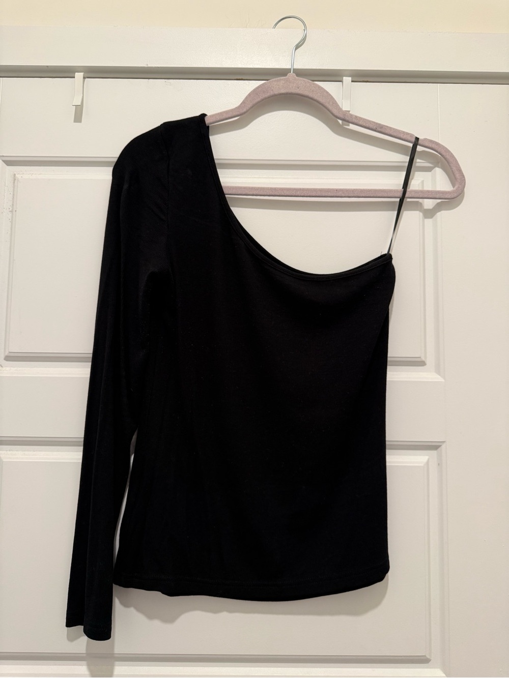 SHEIN Black One-Shoulder Long Sleeve Top